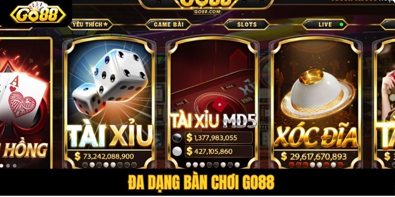 Đa dạng bàn chơi Go88